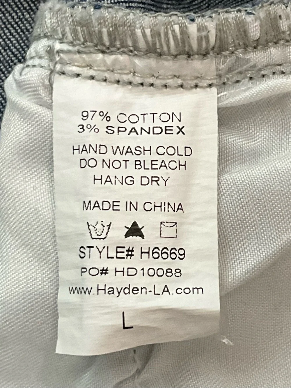 Hayden Skinny Jeans Size L Blue w/ White Side Strap Snap Hem